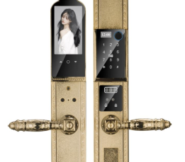 Khóa cửa đại sảnh Hyundai HY-SLC8817 Gold Face ID, App wifi mạ Vàng 24K